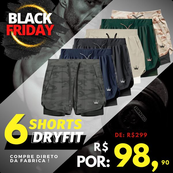 COMPRE 2 LEVE 6 - Kit Shorts DryFit™ de Compressão