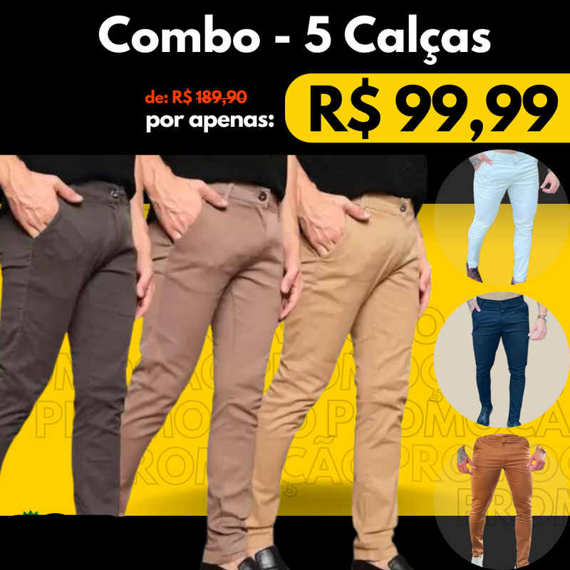 Calça Alfaiataria Slim Premium Combo 5 UN